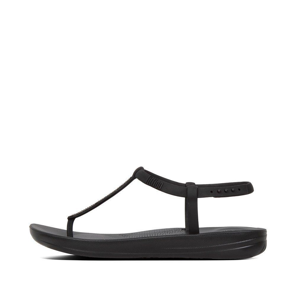 Fitflop Womens Sandals Black - Iqushion Splash Sparkle Back-strap - DY8329146